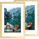 Hongkee 16x24 Frame Set of 2, Gold Wood Style for 12 x 18 Mat, 16x24 in