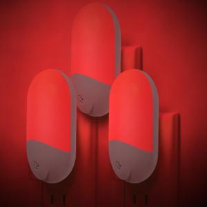 Finezeal 670nm Red Light Night Light for Sleep Therapy[3 Pack] - Zero Blue Light, Auto On/Off LED Night Light Plug into Wall for Nursery Bedroom Bathroom with Dusk to Dawn Sensor