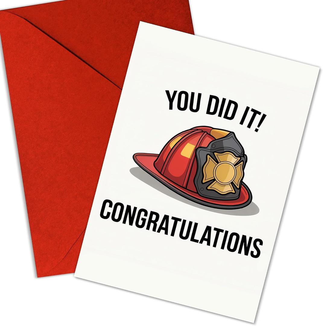 3 x Firefighter Graduation Greeting Card Congratulations on Your Achievement, Dedication, and Courage Wishing You a Successful and Safe Career in Firefighting 8x5.3 Inch (Firefighter)