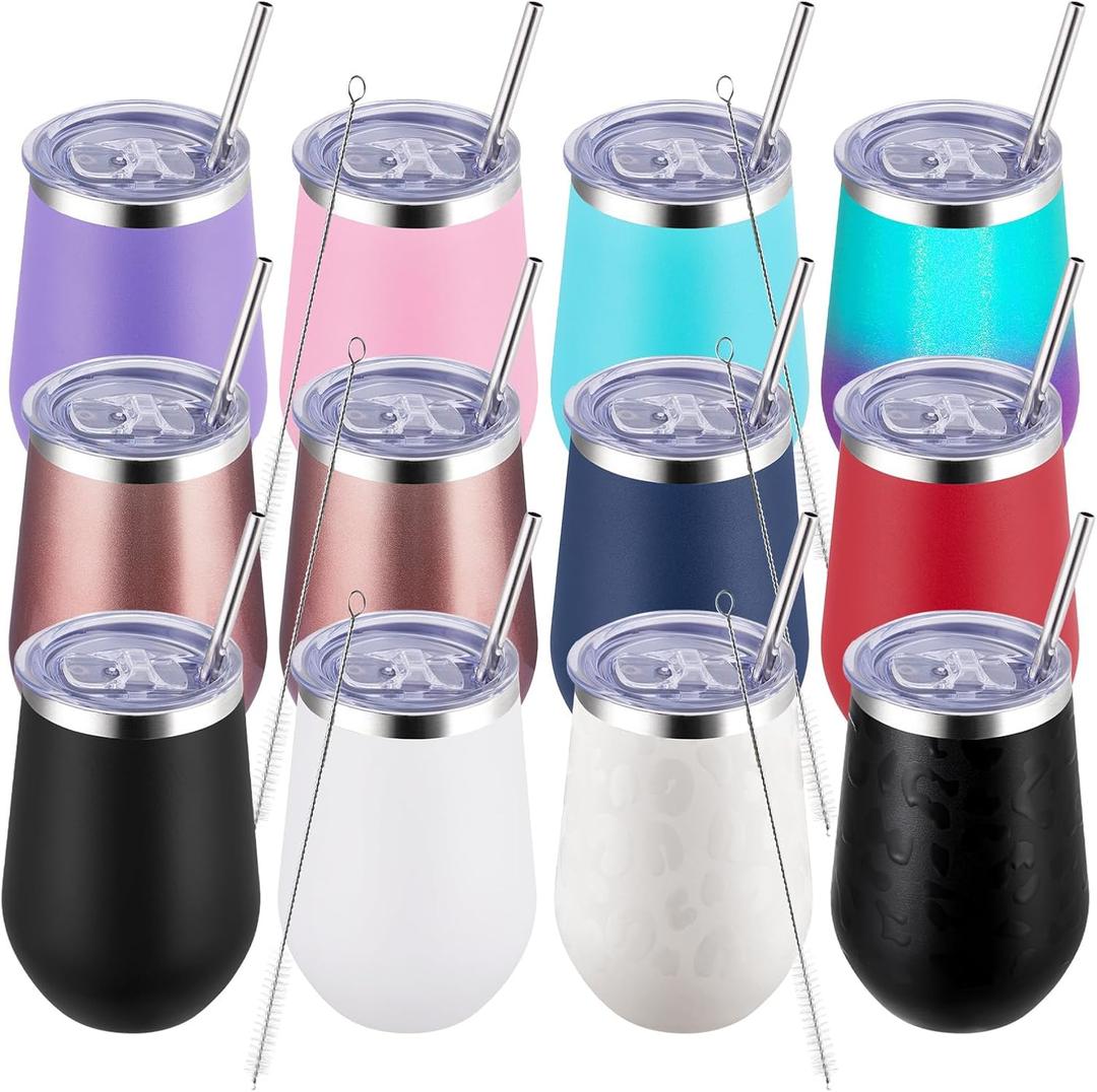 MEWAY 12oz Stainless Steel Tumbler with Lid - Double Wall Vacuum Insulated Swig cups for Hot and Cold Drinks, Ideal for Coffee, , Beer, gifts for Women under 10 dollars(Mix, Set of 12)