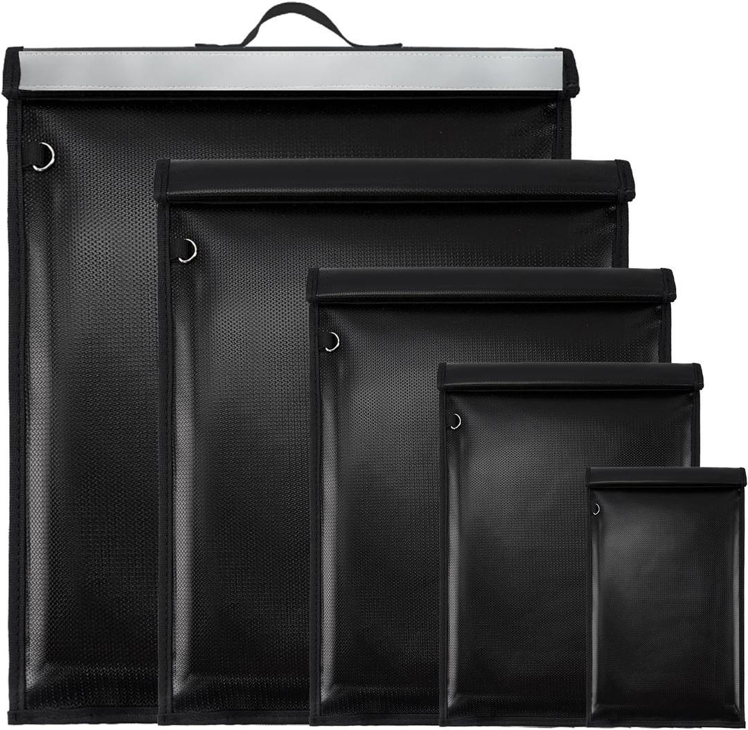 5 Pack Faraday Bags, Large Faraday Bag Emp Proof with Handle, Anti Tracking Faraday Cage for Phones & Laptops & Tablets & Radio & Car Keys, Fireproof & Waterproof Faraday Key Fob Protector