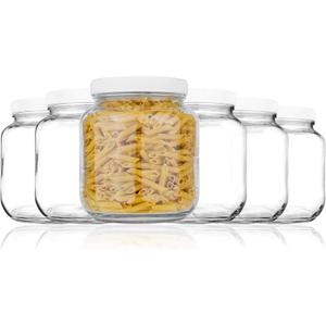 6 Pack of Half Gallon Mason Jars - Wide Mouth with Airtight Lid - Safe Container for Fermenting, Pickling, and Storing - By KitchenToolz