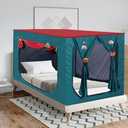 DOLEMODUO Bed Tent, Breathable Blackout Twin Bed Canopy, Sleeping Tents Dream Ten with Three Doors to Create Private Apace forKids and Adults