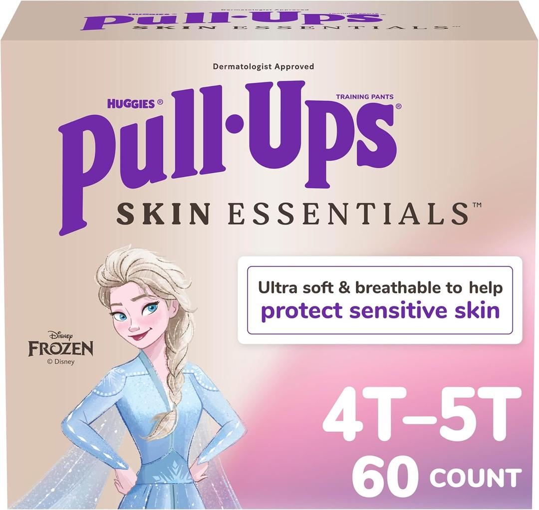 Pull-Ups Girls' Skin Essentials Potty Training Pants, Training Underwear, 4T-5T (38-50 lbs), 60 Ct
