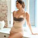 BRABIC Mesh Shapewear Bodysuit Tummy Control for Women Plus Size Faja Body Shaper Bodysuit Butt Lifter (Beige, XXL)