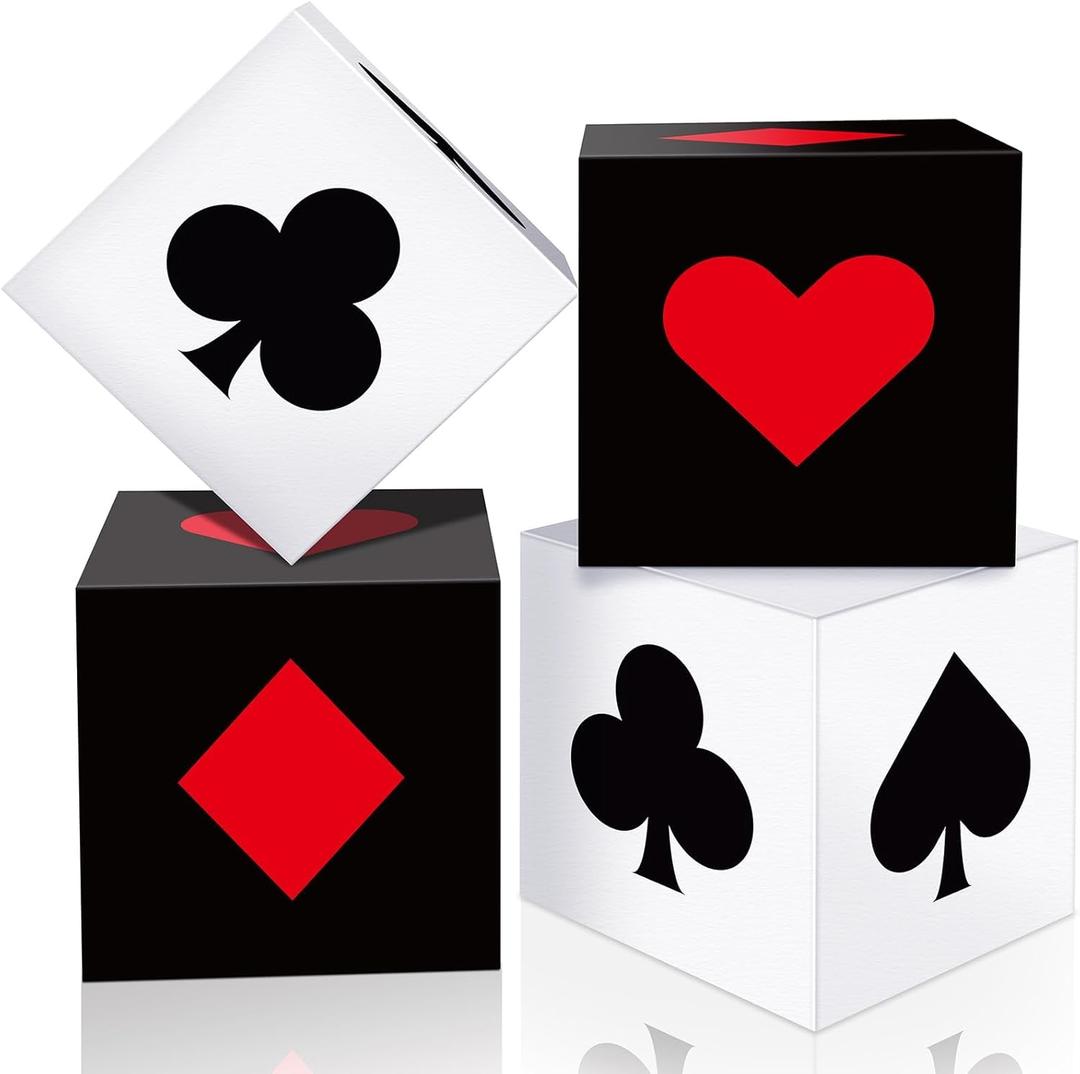 CHUNNIN 4 Pcs Casino Theme Party Decorations Casino Party Favor Boxes 12 Inch Large Dice Poker Boxes Bulk for Centerpieces Las Vegas Game Night Birthday Graduation Prom Decorations Supplies CHUNNIN 4 Pcs Casino Theme Party Decorations Casino Party Favor Boxes 12 Inch Large Dice Poker Boxes Bulk for Centerpieces Las Vegas Game Night Birthday Graduation Prom Decorations Supplies
