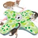 VIWIK Interactive Cat Toys for Indoor Cats, Hide and Seek Moving Feather Toy for Bored Adult Cats with Suction Cup & Cover, Automatic Kitten Wand Toy, Cat Enrichment Toys for All Breeds Green