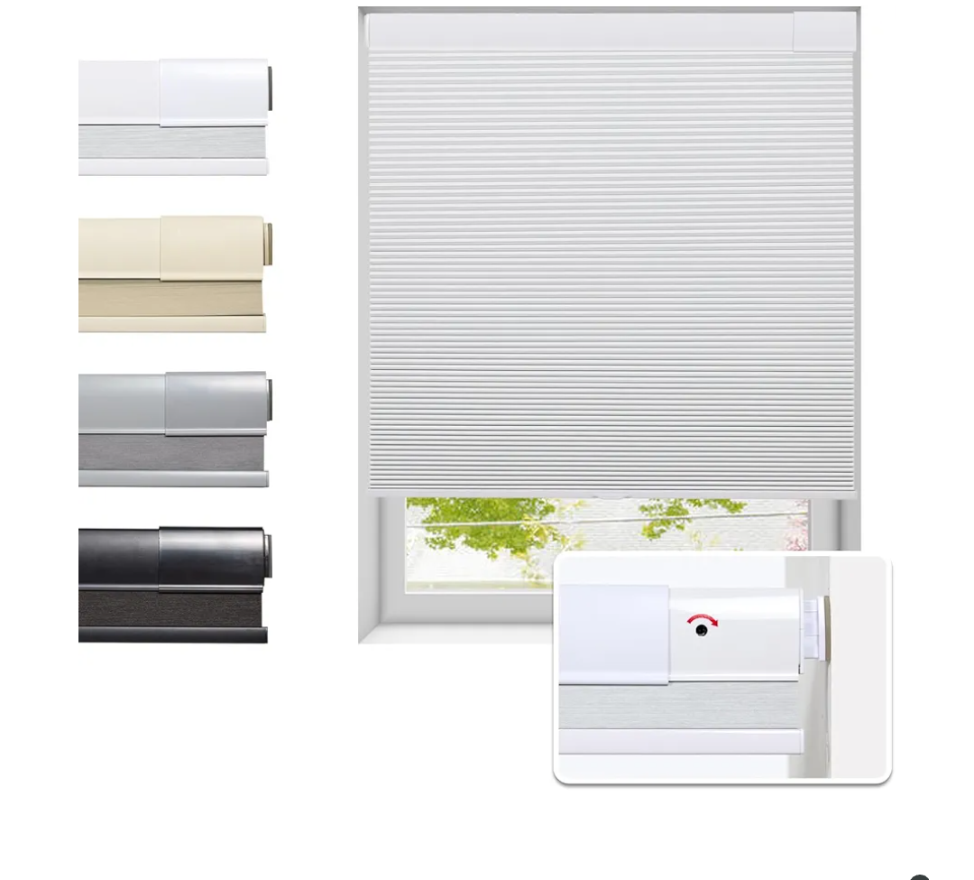 No Drill Cellular Shades for Indoor Windows, Thermal Insulating & Noise Reducing Honeycomb Blinds, Free Stop Cordless Blackout Shades, White,36" W x 80" H
