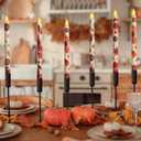 Lebaley 6 PCS Fall Flameless Taper Candle LED 10.6 Inch Fall Taper Candles Battery Operated Candlesticks Fall Candle for Thanksgiving Harvest Wedding Birthday Home Party Dinner Fireplace Decor