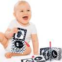 teytoy My First Soft Book, 6 PCS Nontoxic Fabric Cloth Activity Crinkle Black and White Books for Infants Boys and Girls Early Educational Toys Perfect for Baby Shower