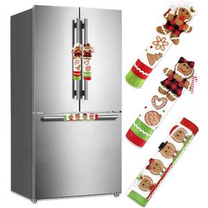 3 Piece Set Christmas Gingerbread Refrigerator Door Handle Covers Appliance Handle Covers Christmas Gingerbread Decorations Fits Standard Size Kitchen Refrigerator Microwave Oven Or Dishwasher