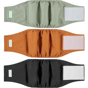 Wegreeco Washable Male Dog Diapers (Pack of 3) - Washable Male Dog Belly Wrap (Small - 11"- 14" Waist) (Black, Gray, Coffee)