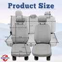 Front & Rear Full Set Cloth Seat Covers for Ford F150 2015-2026 F150 Lightning 2022-2025 F250 F350 Super Duty 2017-2026 Crew Cab Foam Padded Bucket Seat Covers - Gray