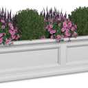 Mayne Fairfield 4ft Window Box - White - Durable Self Watering Resin Planter with Wall Mount Brackets, Plastic (5823-W)