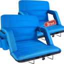 Extra Wide Stadium Seats with Back Support 2 Pack, Bleacher Chairs with Back and Cushion Folding Stadium Chairs, 6 Reclining Positions Waterproof Bleacher Seats (Extra Wide|25" Blue)