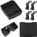 7 PCS Center Console Organizer for 2025 2026 Toyota 4Runner ( 6th Gen) Accessories , Armrest Storage Box with Anti-slip Mat + Drink Cup Holder Inserts Tray + 4 Pack Seat Headrest Hook 7 in 1 Set