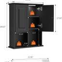 HAIOOU Bathroom Wall Cabinet with Motion Sensor LED Light, Wooden Medicine Cabinet Wall Mounted Cupboard, Over Toilet Storage Cabinet with Buffering Hinges and Adjustable Shelf - Black, 23.6" W x 8.2" D x 29.5" H
