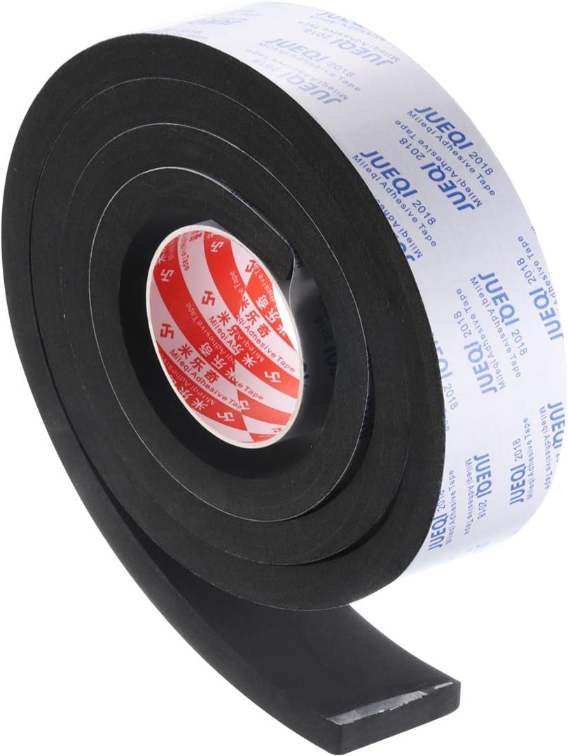 PATIKIL 1-1/5"W x 5/8" T x 6.6Ft Insulation Foam Tape, 2 Rolls Self-Adhesive EVA Weather Stripping for Wrap Pipe Door Window Insulation Soundproof Anti Vibration Collision, Black