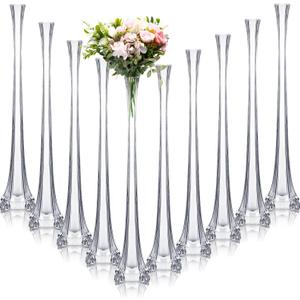 Inbagi 10 Pcs Eiffel Tower Vase for Wedding Centerpieces 20 Inch Clear Tall Skinny Vases Glass Flower Stand Floral Container for Living Room Home Crafts Wedding Reception Birthday Baby Shower Decors