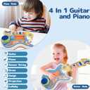 Toddlers Guitar, 4 in 1 Kids Guitar and Piano Guitars for Toddlers 2-4 with Lullaby Projector Toy for Kids Musical Instruments Toys Birthday Gift for a 2 3 4 5 Year Old Boys Girls Gifts