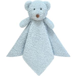 Baby Blue Teddy Bear Soft Stuffed Animal Security Blanket, Plush Bear Character Lovey Blanket, Baby Shower/Nursery Gift, Newborn Infant Toddler Snuggle Blankie for Boys Girls, 14 Inches