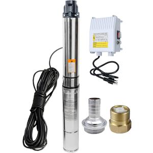 Deep Well Submersible Pump with Control Box, 1HP 110V Deep Well Pump Submersible Water Pump for Industrial Irrigation and Home, 100FT Power Cord, 33GPM,305FT Lift,Long Life,4" OD