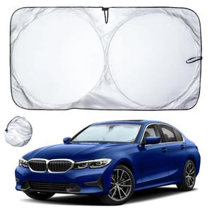 EcoNour Car Windshield Sun Shade with Mirror Cut | Sunshade for Car Windshield for Sun,Heat,UV Rays, 240T Polyester Windshield Shade Foldable for SUVs, Sedans, Coupe, Hatchbacks | Medium (64" x 32")