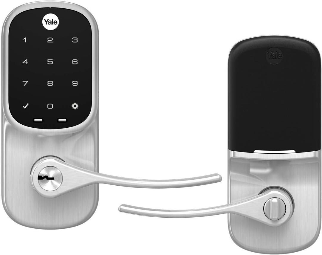 Yale Assure Lever Entry Door Lock with Wi-Fi Connected Touchscreen, Satin Nickel Smart Keypad Door Lock with Handle and Back-Up Key, YRL226-WF1-619