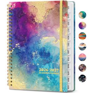 Academic Planner 2026-2027, Weekly and Monthly Calendar Book, July 2026 June 2027, Hardcover Planner with Tabs, Perfect for Teachers, Students, Women & Men, A5 (6.4" x 8.5") - Gold