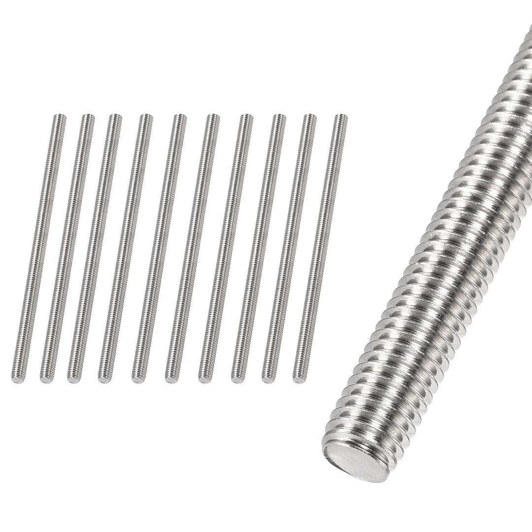 M8 x 50mm Fully Threaded Rod & Studs, 304 Stainless Steel Right Hand Threads Rods, M8-1.25 Thread Pitch for Anchor Bolts, Clamps, Hangers and U-Bolts 10pcs