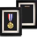 Coloch 2 Pack Medal Display Case, 6X 8 Wood Single Medal Display Frame Marathon Medal Storage Stand Decorative Badge Stand Box Glass Picture Frame for Marathon, Swimming, All Sports Medal (No Medal)