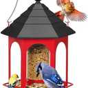 Kingsyard Metal Bird Feeder for Outdoors Hanging, 3 lbs Seed Feeder, Wild Bird Feeders for Garden Cardinal Finch Bluebird, Easy to Fill & Clean, Red