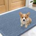 OLANLY Dog Door Mat for Muddy Paws 30x17, Absorbs Moisture and Dirt, Absorbent Non-Slip Washable Doormat, Quick Dry Chenille Mud Mat for Dogs, Entry Indoor Entryway Carpet for Inside Floor, Airy Blue