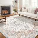 Area Rug for Living Room - 9X12 Soft Washable Vintage Floral Distressed Large Carpet - Fade Stain Resistant Non Slip Rugs for Bedroom Dining Room Nursery Dorm Office Home Decor - Multi Color
