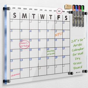 Acrylic Dry Erase Calendar for Wall 23x16 Clear Acrylic Wall Calendar White Board Calendar Home Office