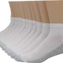 Hanes Men's Double Tough Socks, Crew and Ankle Moisturing Wicking Socks, Black & White, Multi-Packs (12-14, White - 12 Pair)