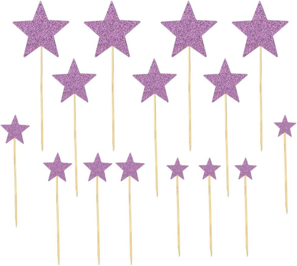 35 PCS Little Star Cupcake Toppers Glitter Twinkle Star Cupcake Picks Stars Party Decorations for Wedding Engagement Baby Shower Birthday Party Cake Decorations Supplies Mixed Size Light Purple