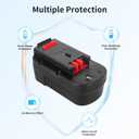 DONGPUCUN 2Pack 18V 4.0Ah Battery and Charger Set for Black and Decker 18V Battery HPB18 HPB18-OPE 244760-00 A1718 FS18FL FSB18 Firestorm Compatible with Black&Decker 18 Volts Batteries