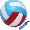 ABAJI Volleyball Official Ball Thicker PU Waterproof Anti-Explosion 15+ Years Kids Girls Boys Indoor Training Game Outdoor Sand Beach Pool Play Pump Needle (Red Blue)