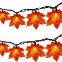 13.5FT*5 Branches Maple Leaf with Fairy Lights, Solar Powered Autumn Fall Decor String Lights, 8 Modes Waterproof Triangular Thanksgiving Decorations for Eaves, Tree, Patio, Garden, Yard (Maple Leaf)