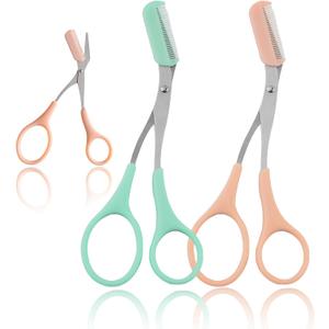 2Pcs Eyebrow Trimmer Scissors, Men Women Eyebrow Clippers, Comb Head Detachable, Safe Eyebrow Trimming Tool, Beard Trimmer, Easy to Operate for Beginners, Makeup Artist Recommended Eyebrow Scissors