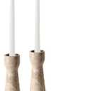 WORHE Candle Holders Italy True Natural Marble Set of 2 Pillar Taper Candlestick Holder for Home Dinning Party Wedding Modern Christmas Decor Premium Candles Stand Light Brown (WH009)