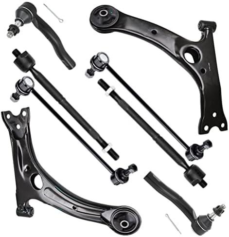SCITOO 8pcs Front Suspension Kit Lower Control Arm Inner Outer Tie Rod Ends Sway Bar Links fit for 2004-2009 for Toyota for Prius