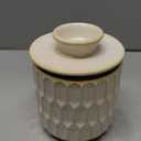 Butter Crock for Counter with Water Line and lid, Ceramic Butter Keeper for Spreadable Soft Butter, Container Holder for Kitchen and Home Decor, Beige