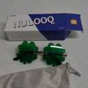 NULOOQ St. Patricks Day Glasses Irish Shamrock Sunglasses Green Four Leaf Clover Leprechaun Costume Accessories (A4* Dark Green Four Leaf Clover)