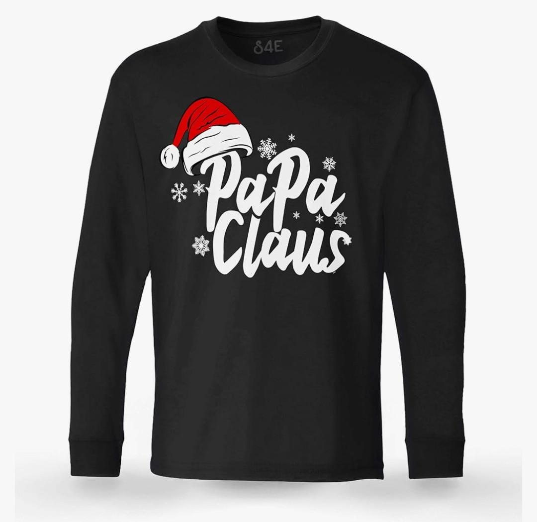 Papa Claus with Santa Hat Long Sleeve Shirt, XL/XXL