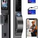 3D Face Recognition Door Lock with Lockbody, Video Smart Lock with Camera&Doorbell, Front Door Keyless Entry Lock, WiFi&Tuya APP Control/Fingerprint/IC Card/Password/Keys