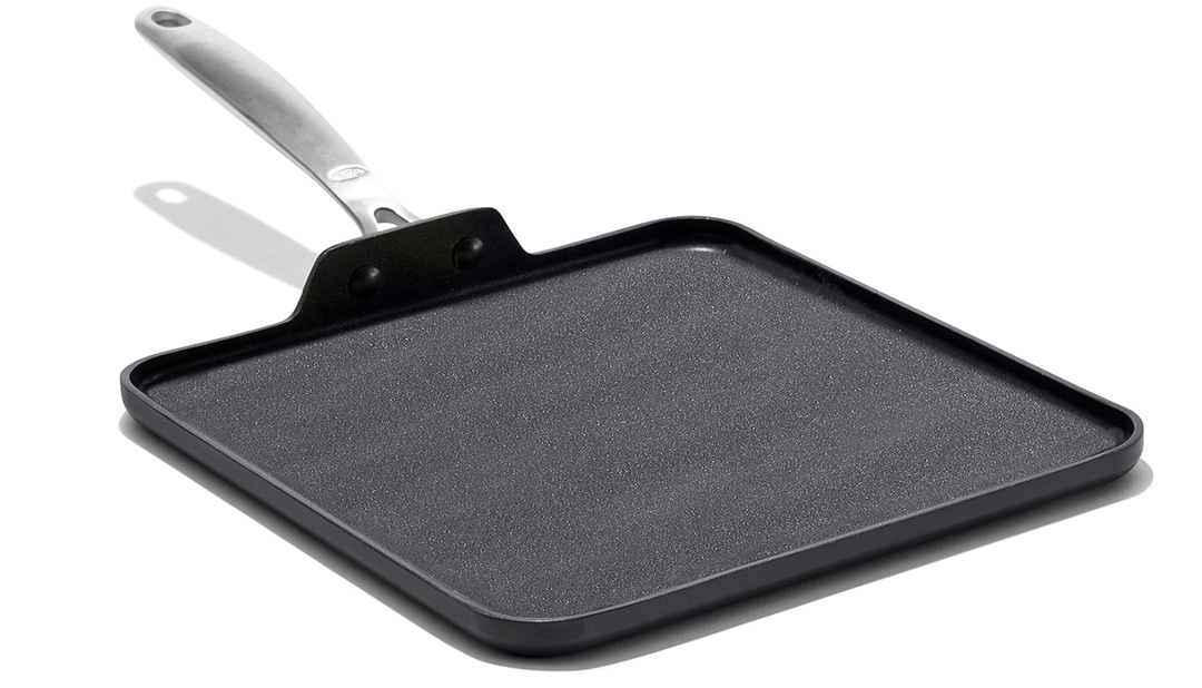OXO Enhanced 11" Griddle Pan, PFAS-Free Ceramic Nonstick, Durable Hard Anodized Cookware, Scratch Resistant, Stainless Steel Handle, Good Grips, Dishwasher & Oven Safe, Black