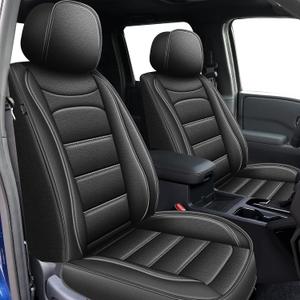IKABEVEM Car Seat Covers Fit for Nissan Frontier 2007-2024 2025 2026: Luxury Leather Automotive Front Seat Covers, Truck Car Seat Protector(2PCS Front, Black)