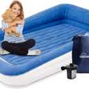 SoundAsleep Products Dream Series Kids Air Mattress Includes High Speed External Pump - Extra Tall Safety Bumpers - Portable, Toddler Blow up Bed for Kids (Blue)